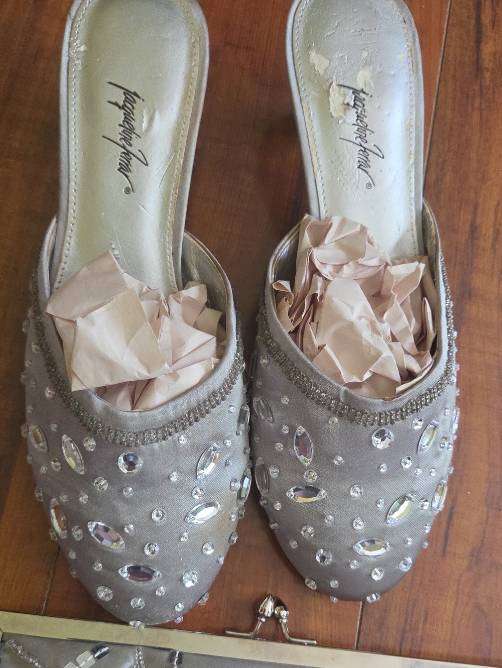 Jacqueline Ferrar Silver Embellished Mules